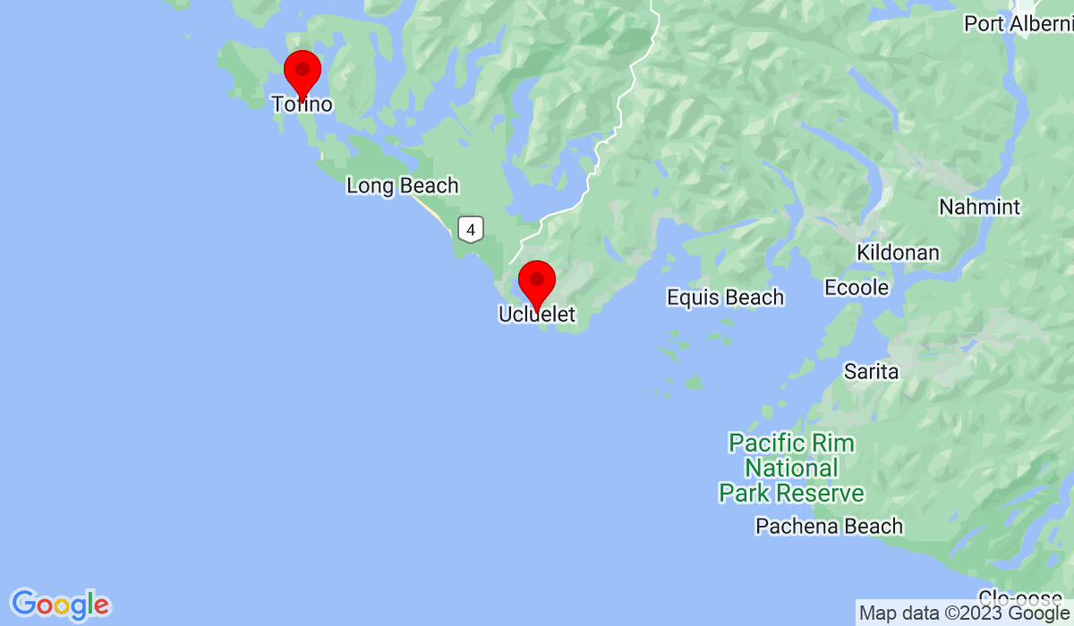 Map of location served for painting services in Ucluelet and Tofino